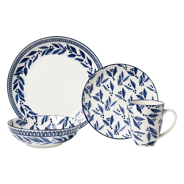 Leccino 16Piece Porcelain Dinner Set in Blue by Casa Domani by Casa