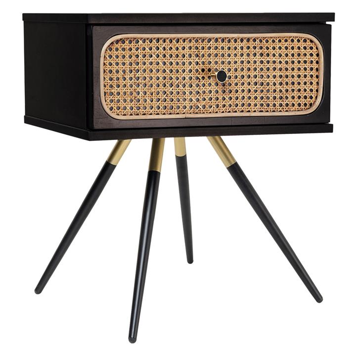 Athena Rattan Bedside Table in Black by Emma's Bedroom by Emma's