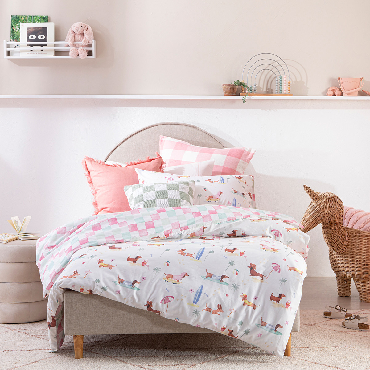 Kids By Pillow Talk Summer Dash Quilt Cover Set Pink Double Bed Quilt