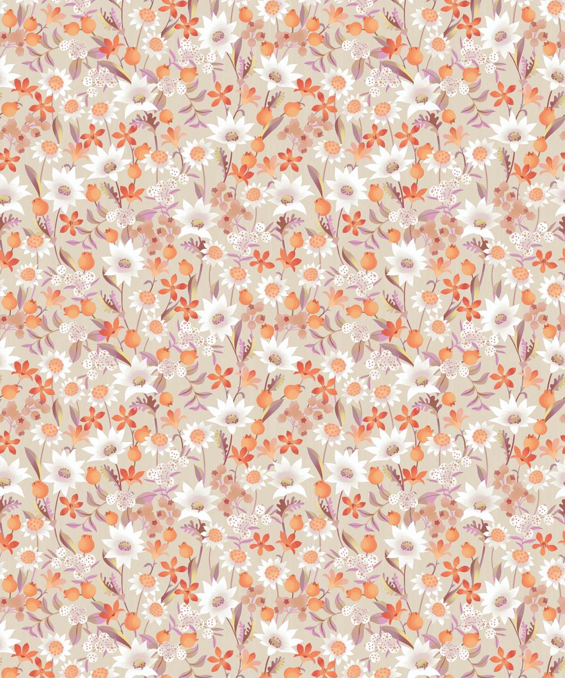 Flannel Flowers Wallpaper - Burnt Orange by Wallpaper Republic - Style