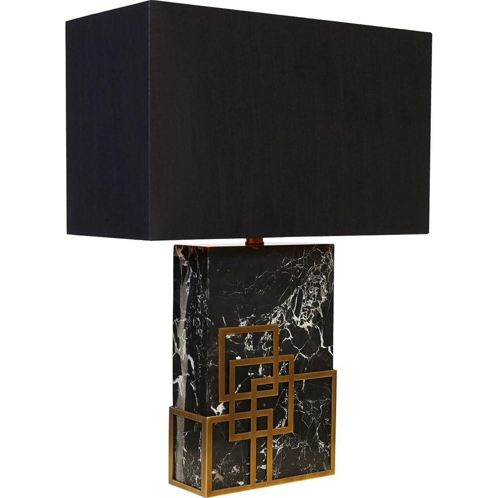 Hearst Marble Brass Table Lamp with Black Shade by Gallery Furniture