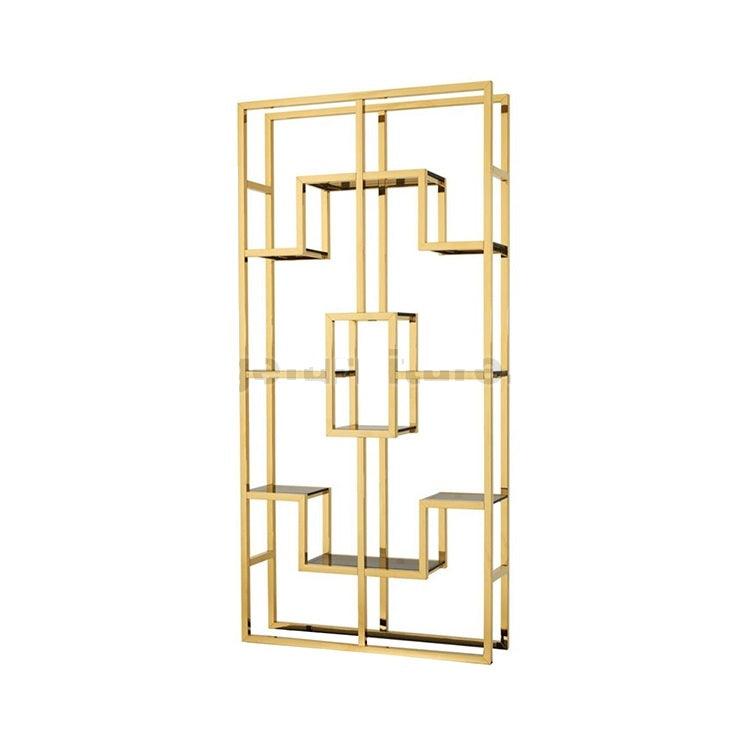 Lagonda Gold Geometric Bookcase by Gallery Furniture Style Sourcebook