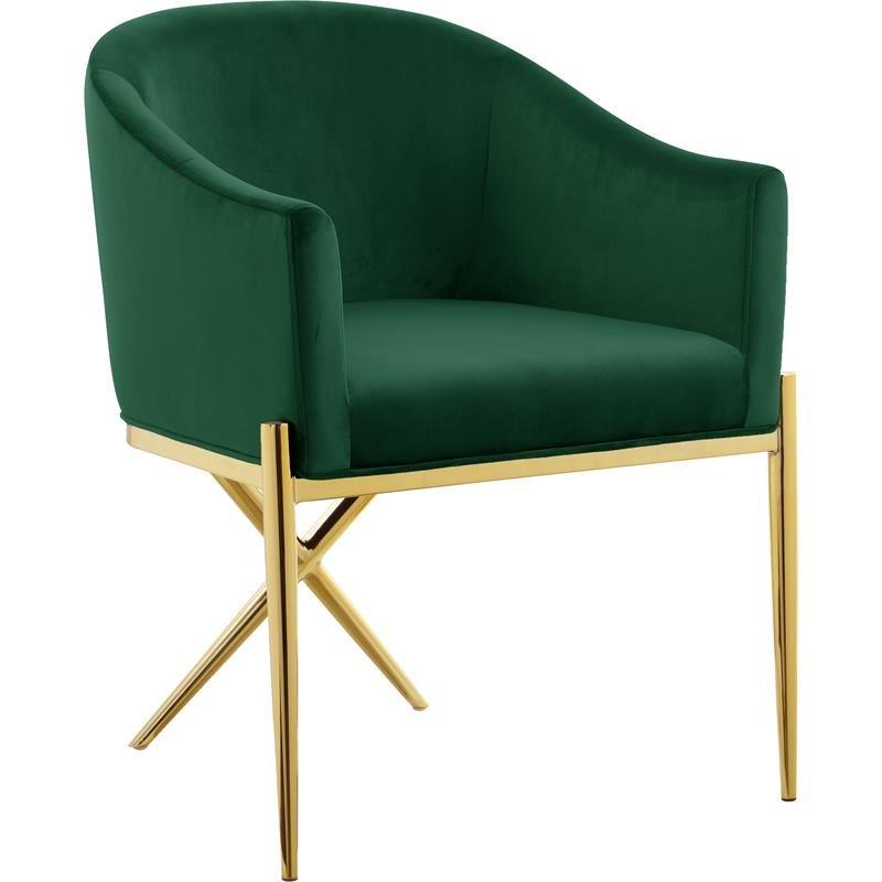 Stiletto Emerald Velvet Gold Armchair by Gallery Furniture Style