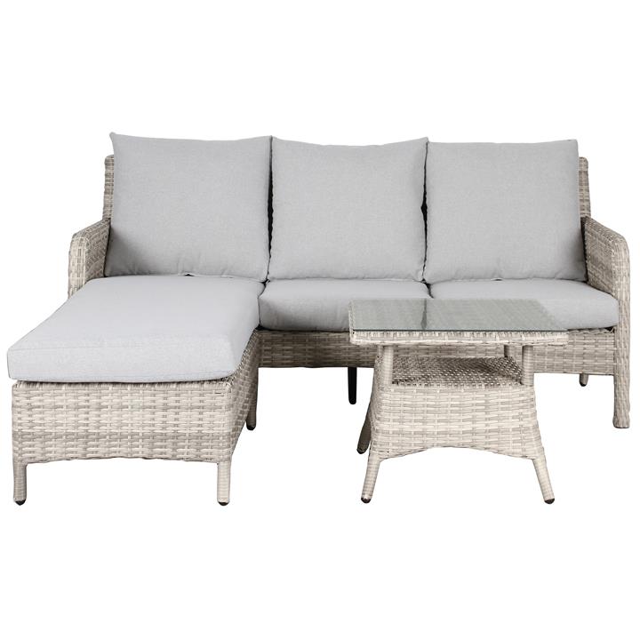 Eglinton 3 Piece Resin Wicker Outdoor Corner Sofa & Side Table Set by