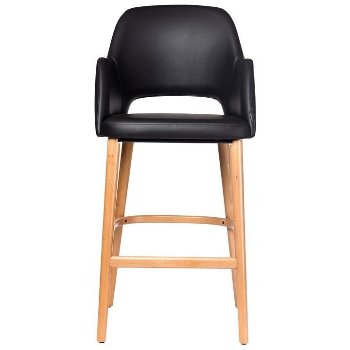 Durafurn Sorbet Commercial Grade Vinyl Bar Stool, Black / Oak by