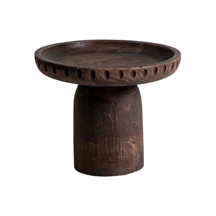 Singita Carved Mango Wood Pedestal Serving Tray, Tall by Florabelle