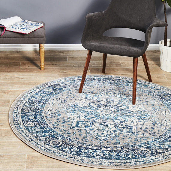 MIKINO Round Floor Rug Blue by Freedom by Freedom Style Sourcebook