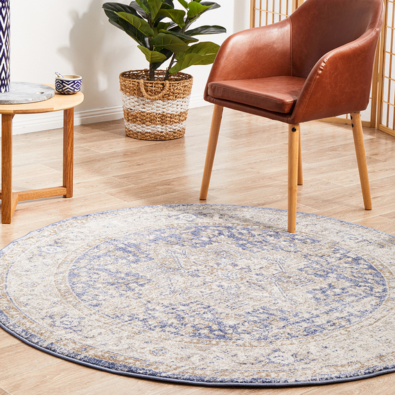 REINER Round Floor Rug Blue by Freedom by Freedom Style Sourcebook
