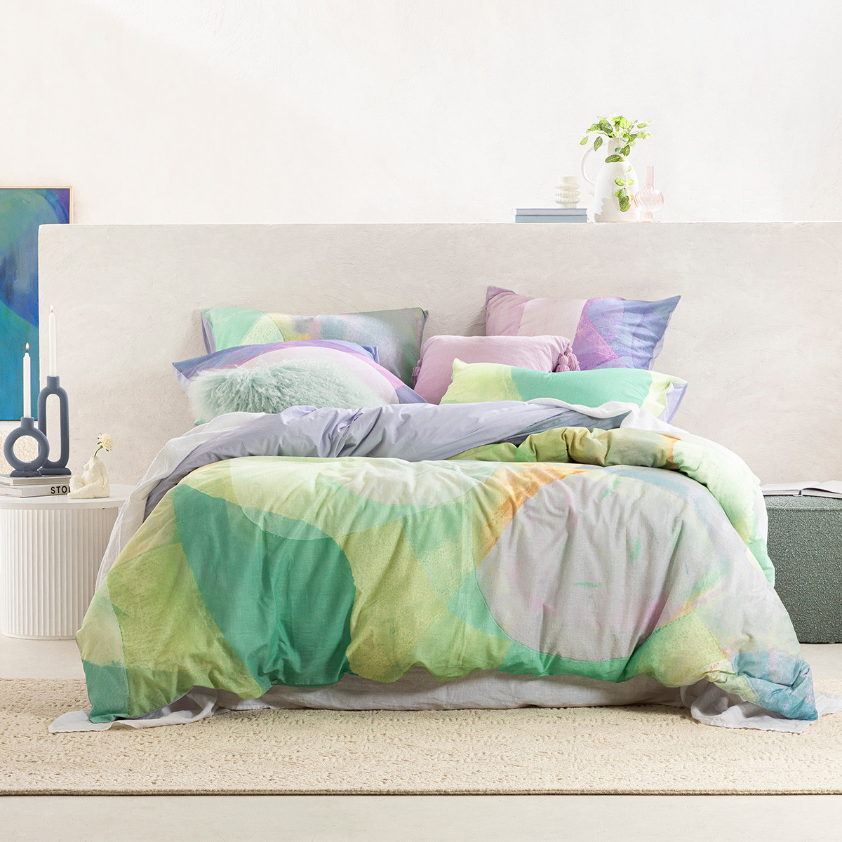 Habitat Jedda Quilt Cover Set Green King Bed Quilt Cover Set by Habitat