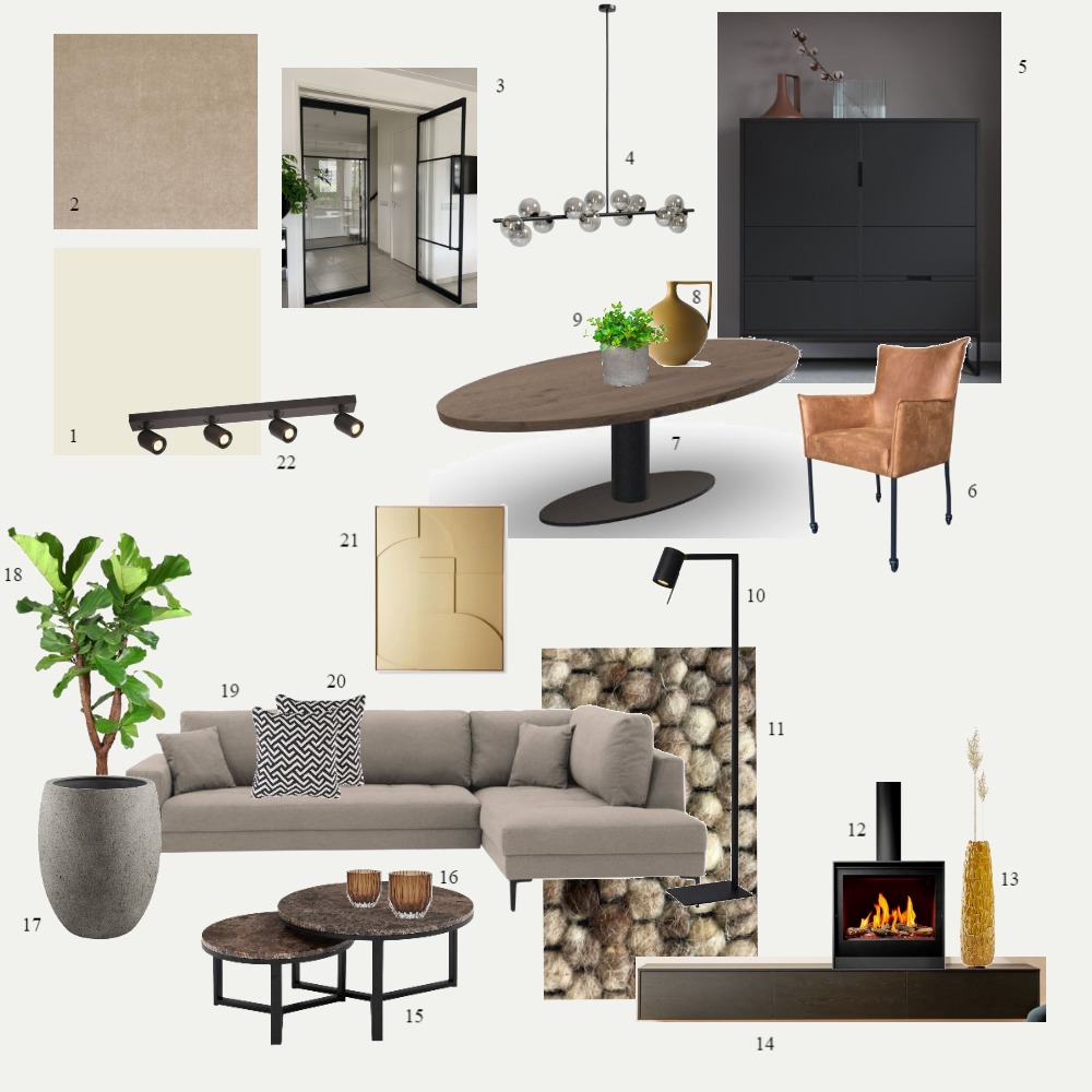 Living room sample board Interior Design Mood Board by JudithBovens
