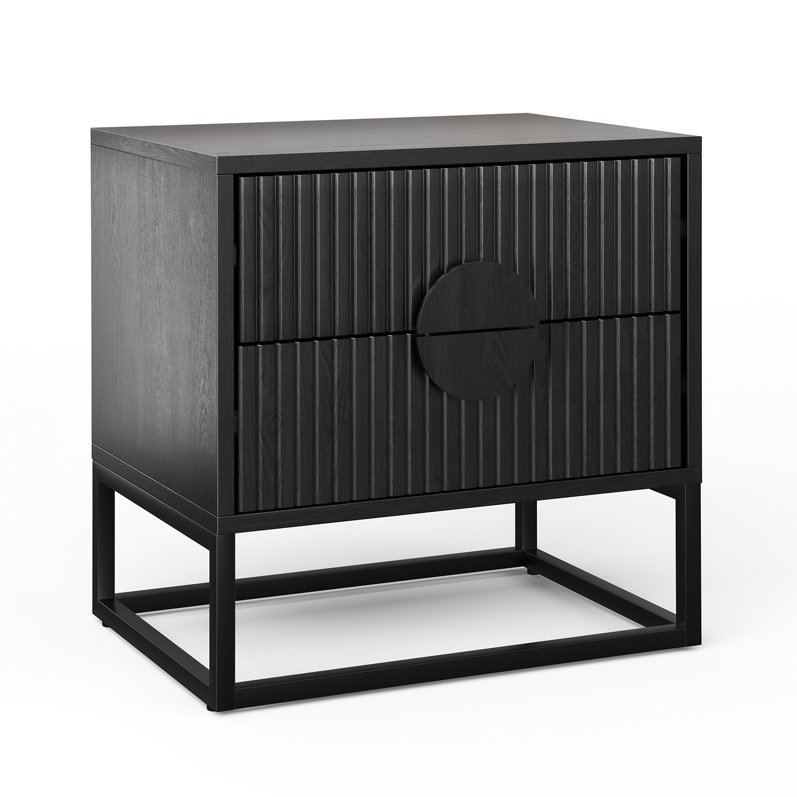 Braxton Ripple Bedside Table, Black Oak by L3 Home Style Sourcebook