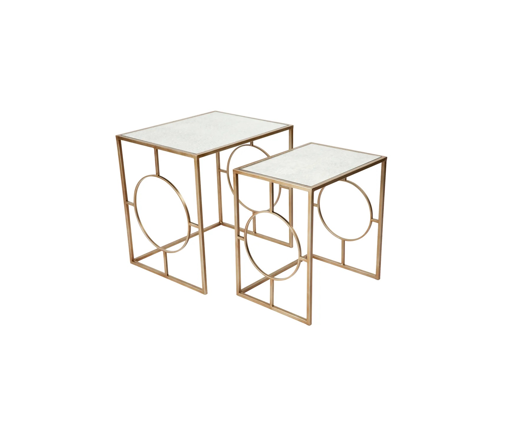 Marley Nesting Side Tables Antique Gold 50cm / 60cm by Luxe Mirrors
