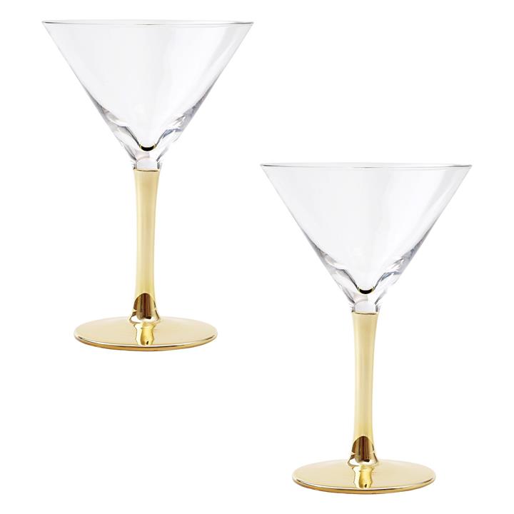 Everleigh Set of 2 Martini Glasses Size 170ml in Gold by Maxwell & Williams by Maxwell