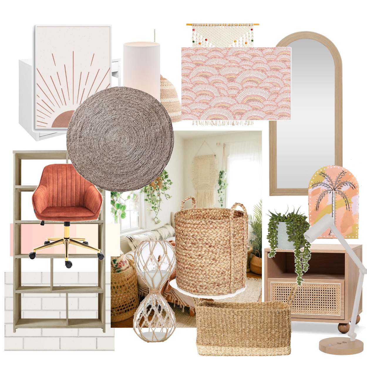 Modern Bohemian Bedroom Interior Design Mood Board by piamccastro