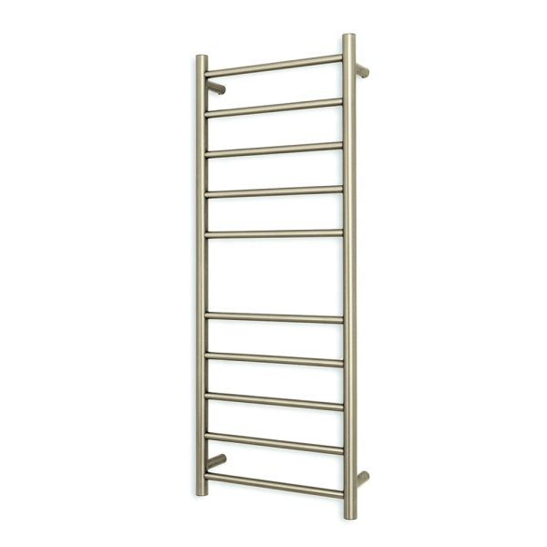 Radiant 10 Bar Round Heated Towel Ladder 430w x 1100h Brushed Nickel