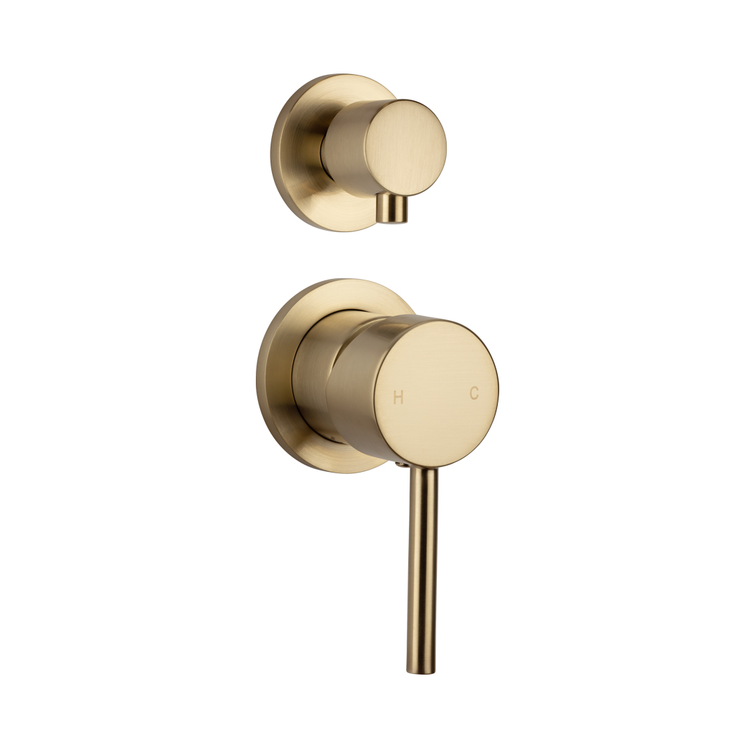 Elysian Shower Top Diverter Brushed Brass by ABI Interiors Pty Ltd