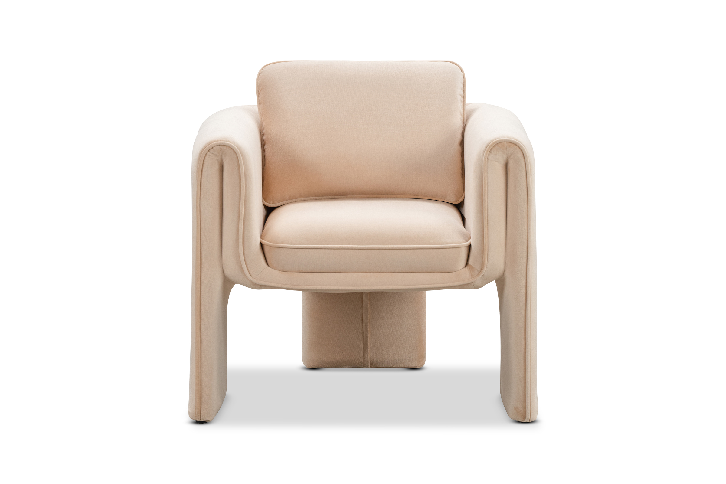 Alona Modern Armchair, Beige Luxe Velvet Upholstery, by Lounge Lovers