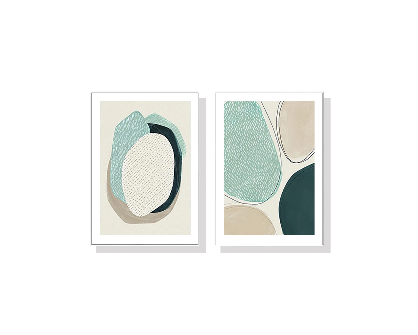 Set of 2 Green Abstract Circle Wall Art Canvas 3 sizes available 70cm x