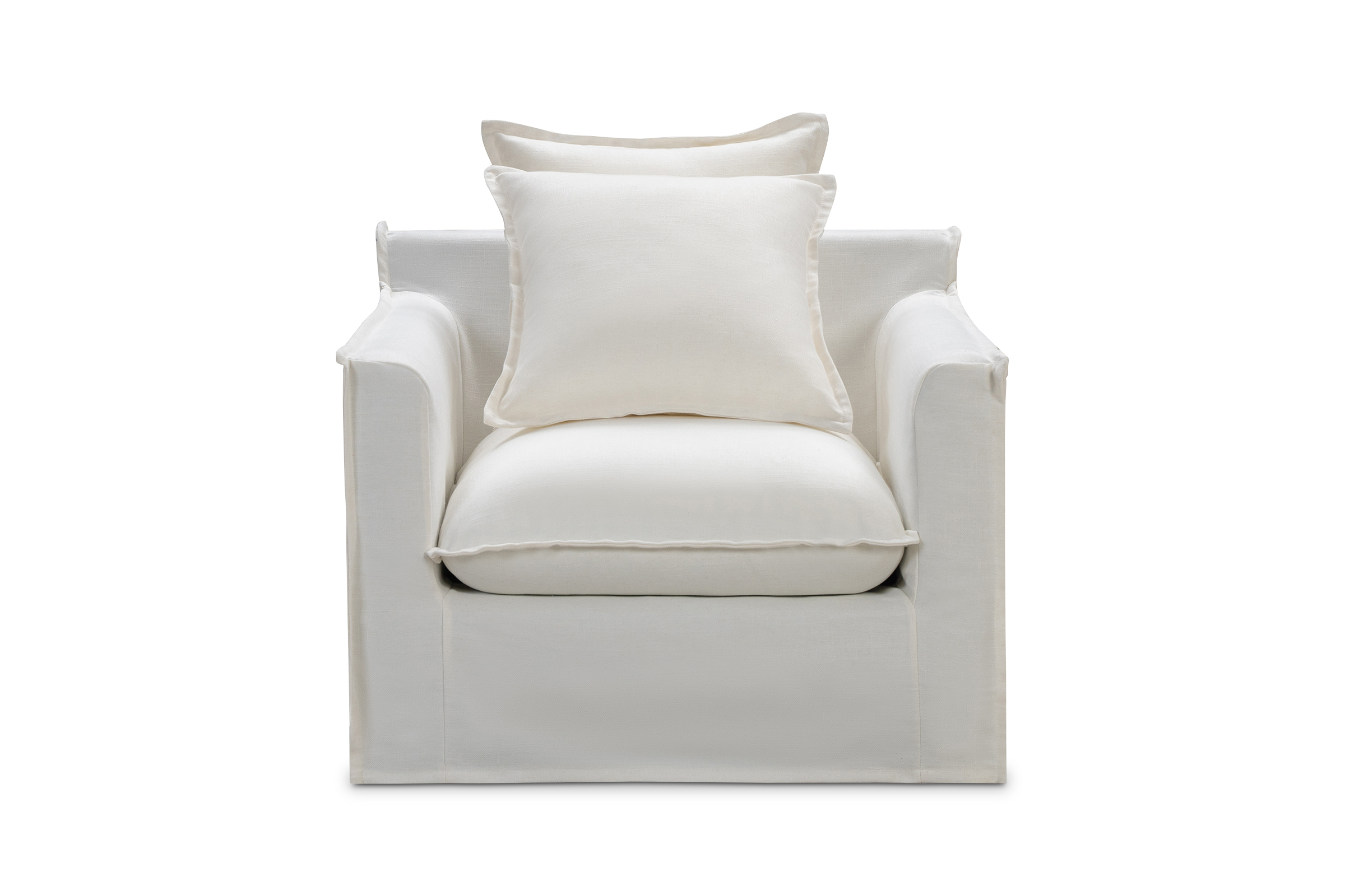 Venice Coastal Armchair, White Premium Quality Linen Blend, by Lounge
