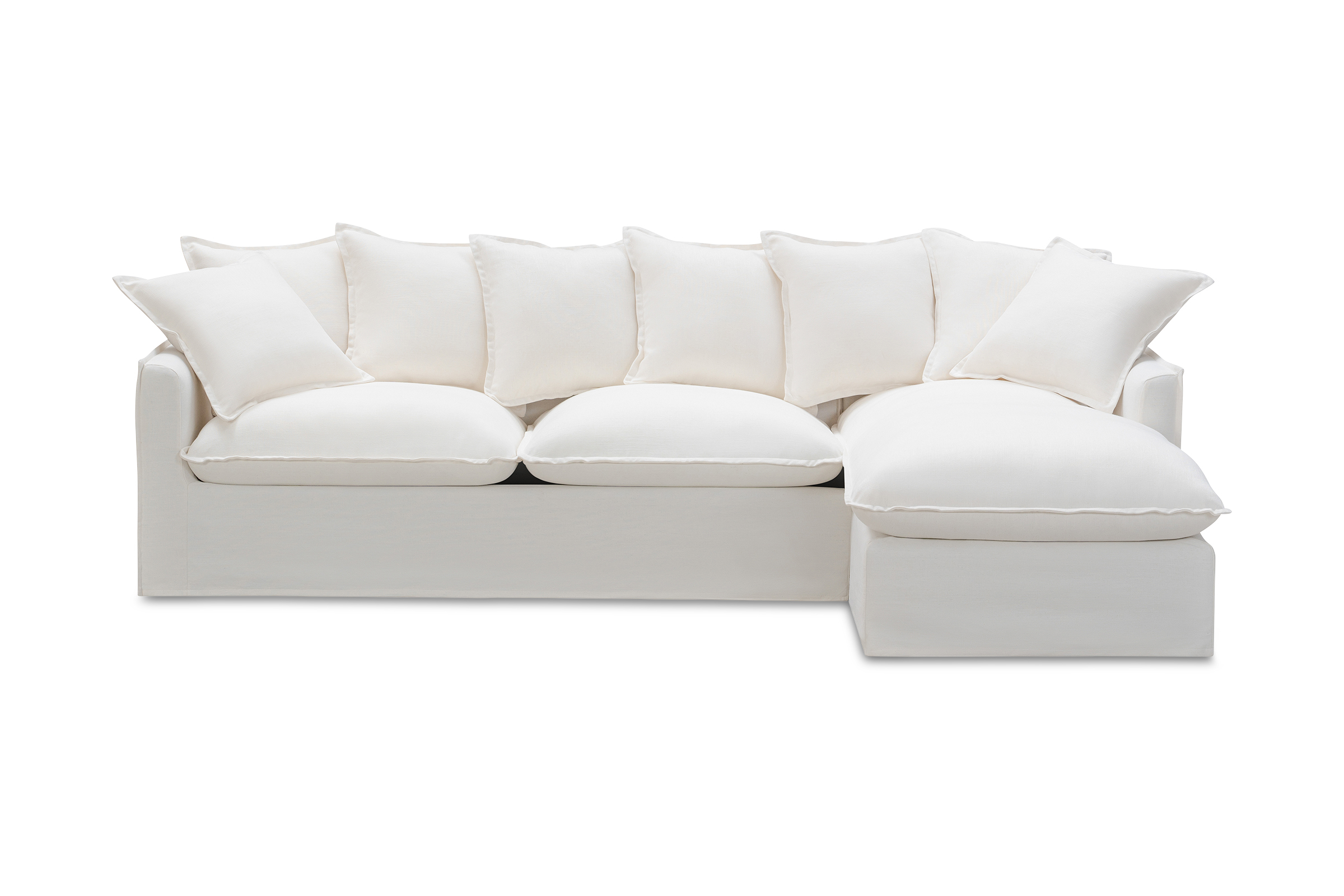 Venice RH Chaise Sofa Coastal RightHand Corner Fabric Sofa, White, by
