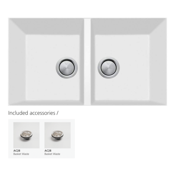 Oliveri Santorini White Double Bowl Undermount Sink by Oliveri Style Sourcebook