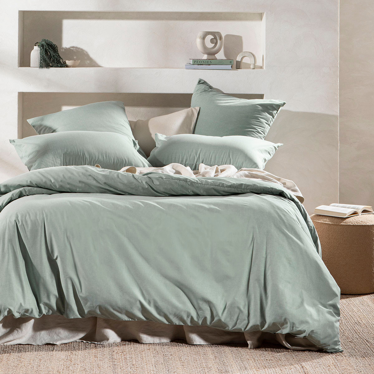 Essentials Maverick Green Quilt Cover Set Green Queen Bed Quilt Cover