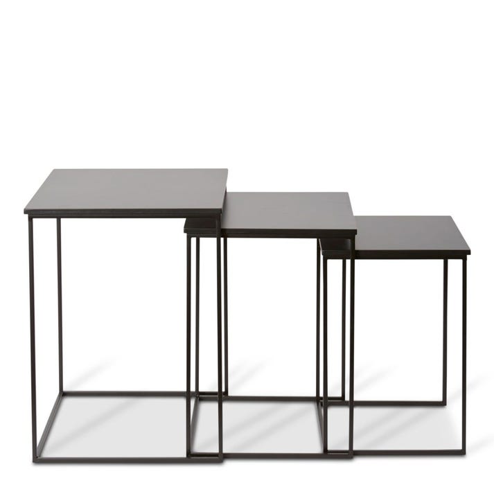 Duke Square Side Table Set 3 42 x 42 x 55cm by Elme Living Style