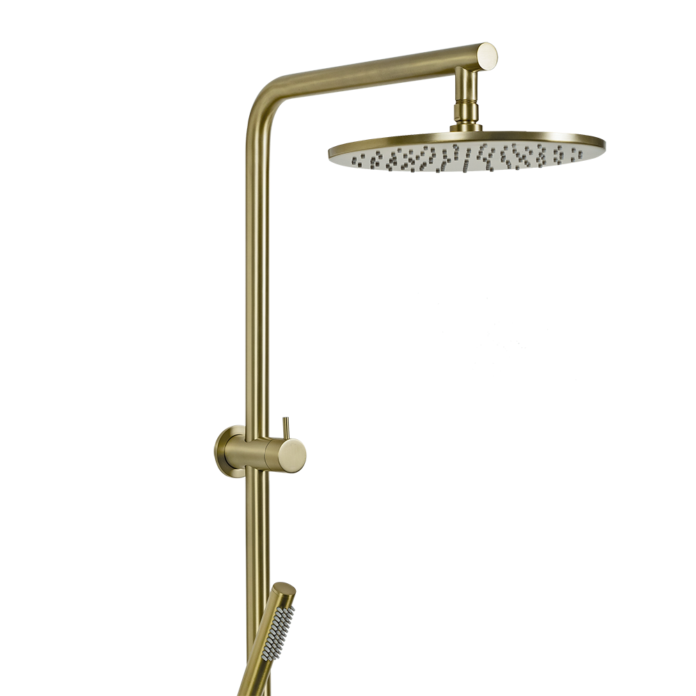 Buildmat Mira Brushed Brass Gold Shower Rail Set by Buildmat Style