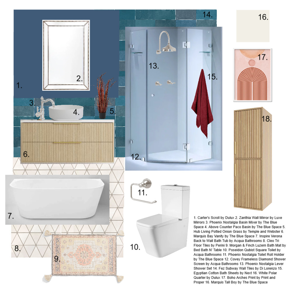 Sample Board - Royal Blue Bathroom Interior Design Mood Board by ...