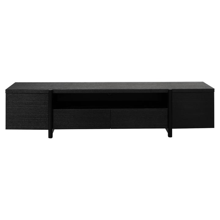 Stanford Wooden 2 Door 2 Drawer Lowline TV Unit, 210cm, Black by