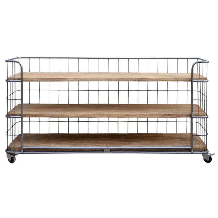 Eddington Iron & Mango Wood Industrial Low Display Shelf by Philbee
