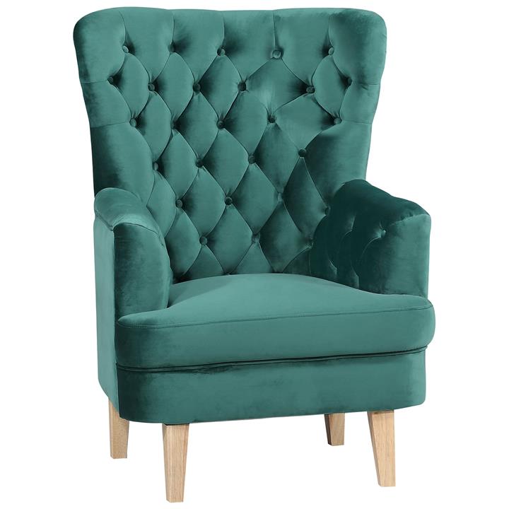 Ainslie Velvet Fabric Lounge Armchair, Emerald by Brighton Home Style Sourcebook