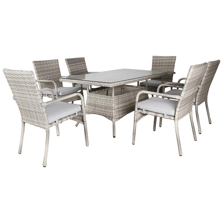 Eglinton 7 Piece Resin Wicker Outdoor Dining Table Set, 150cm by