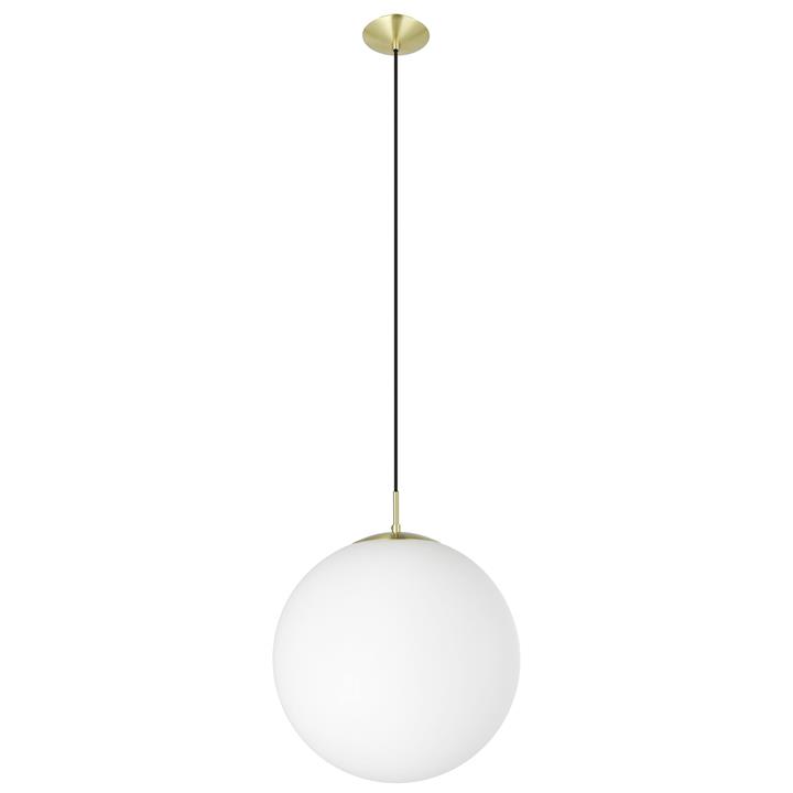 Rondo Glass Ball Pendant Light, Extra Large, Opal / Brass by Eglo Style Sourcebook