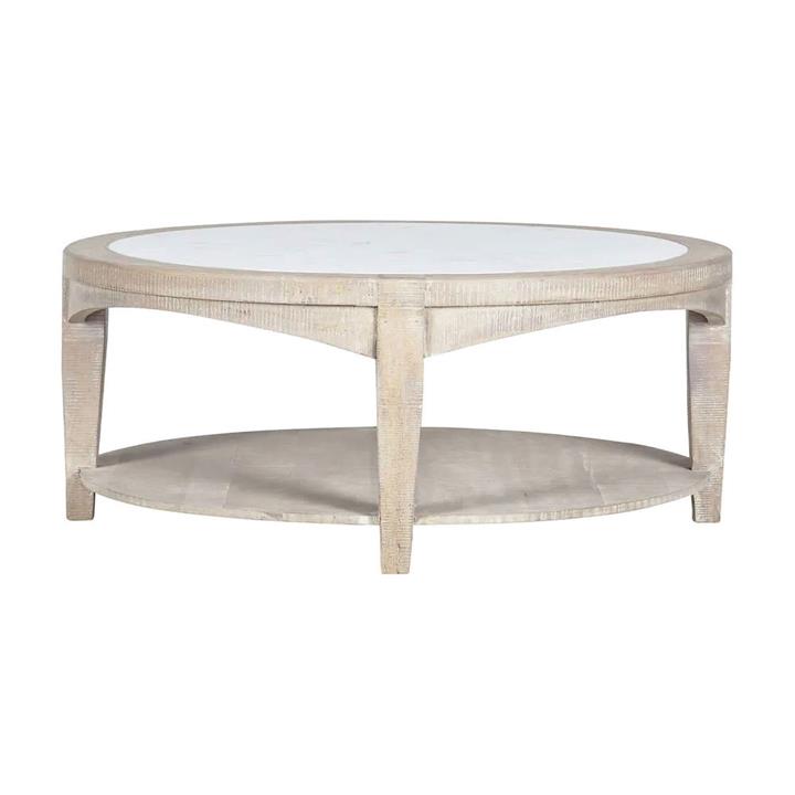 Cantara Marble Topped Mango Wood Round Coffee Table, 100cm by