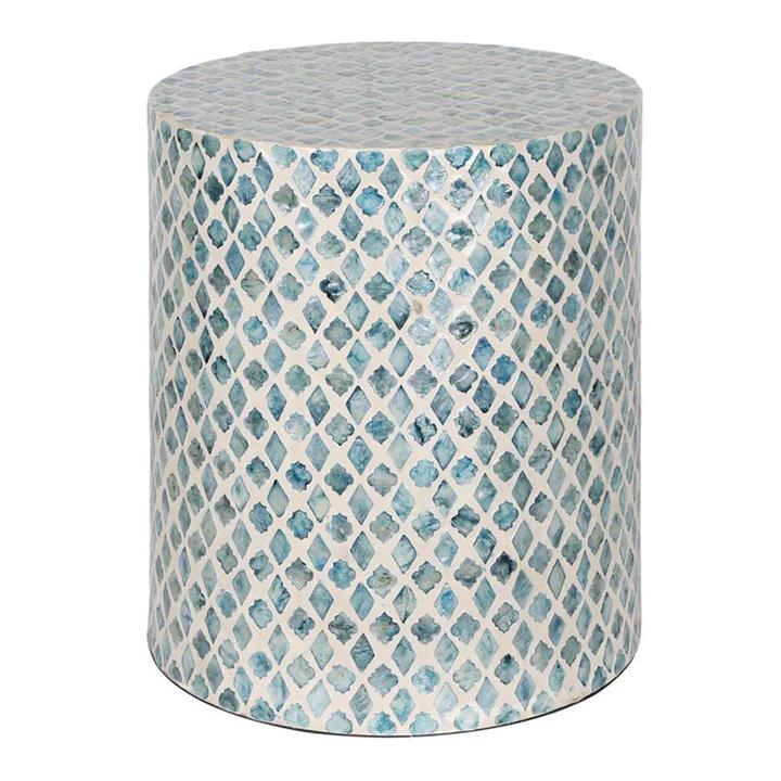 Santai Shell Inlaid Drum Stool / Side Table by Florabelle Style Sourcebook