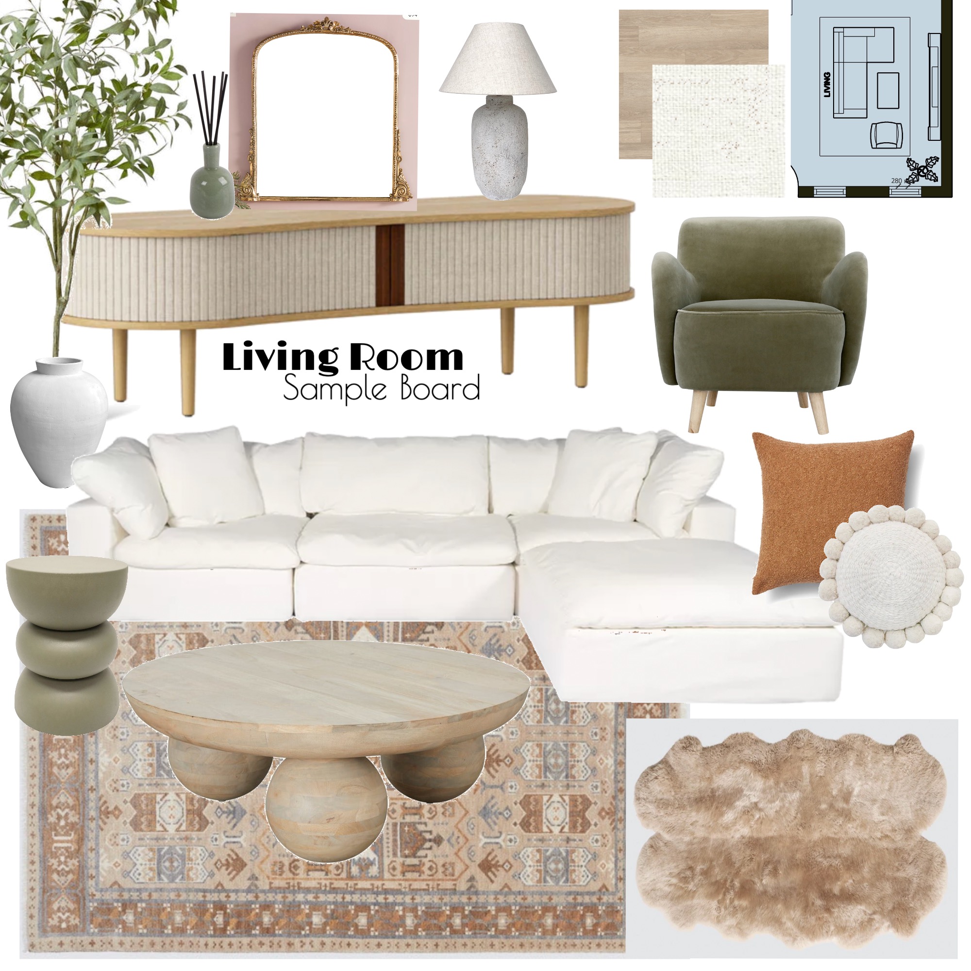 M9 Living Room Sample Board Interior Design Mood Board by Dewi Johnson