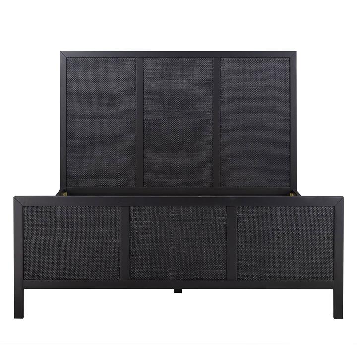 Santorini Timber & Rattan Bed, Queen, Black by OneWorld Collection Style Sourcebook